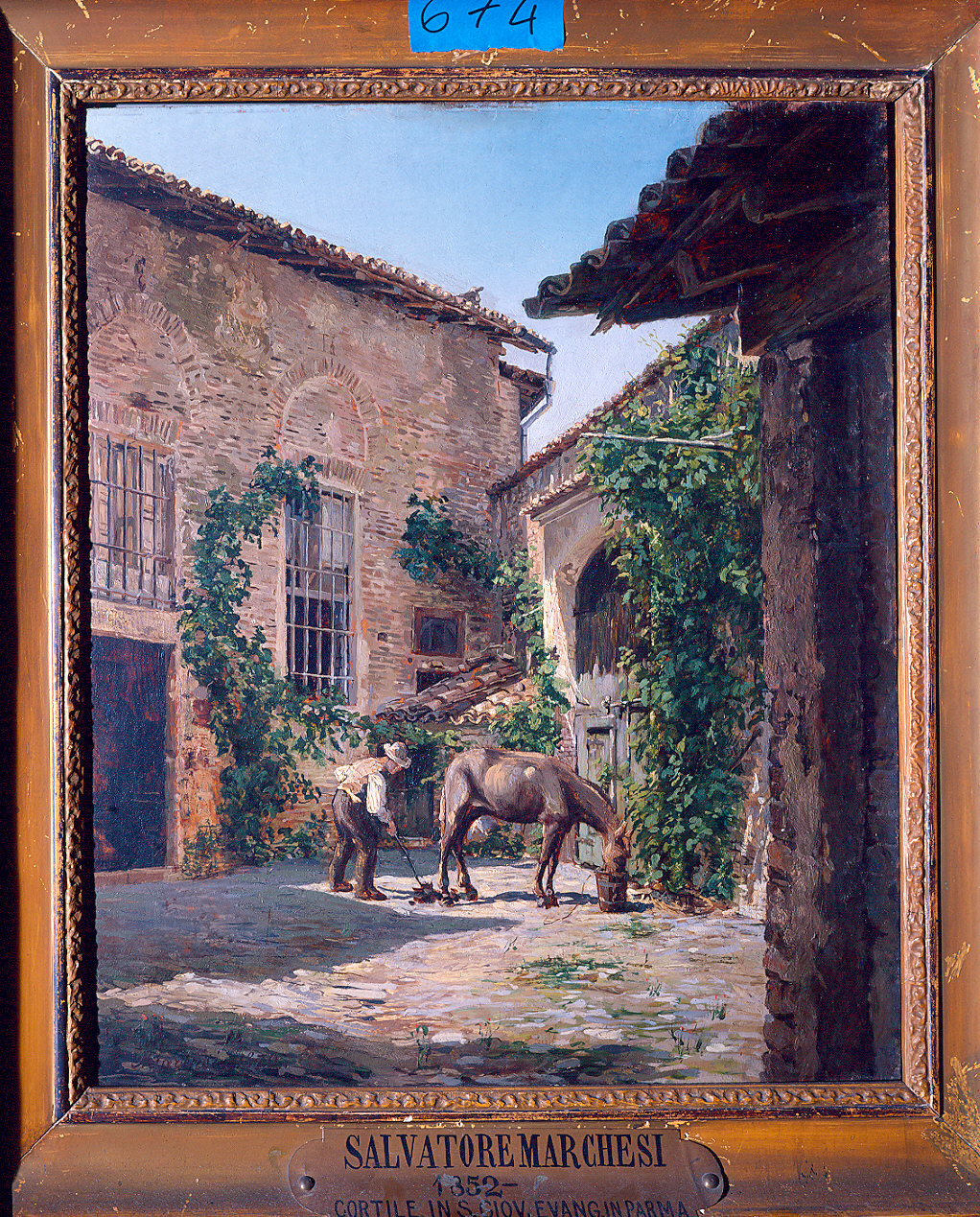 Un cortile nel già convento di San Giovanni (dipinto) di Marchesi Salvatore (sec. XIX)