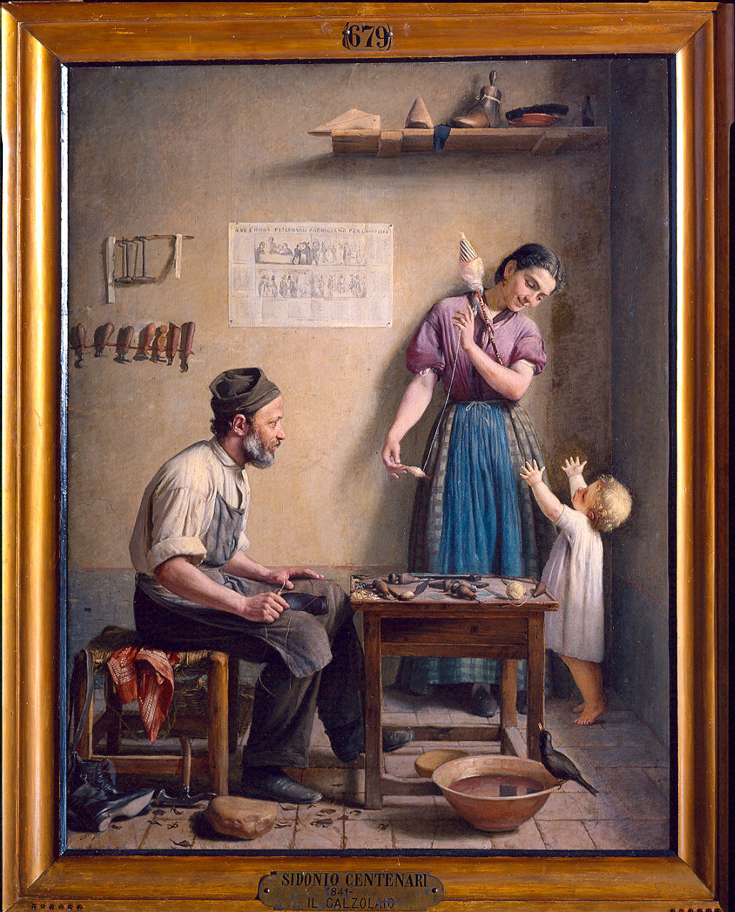 La famiglia del calzolaio (dipinto) di Centenari Sidonio (sec. XIX)