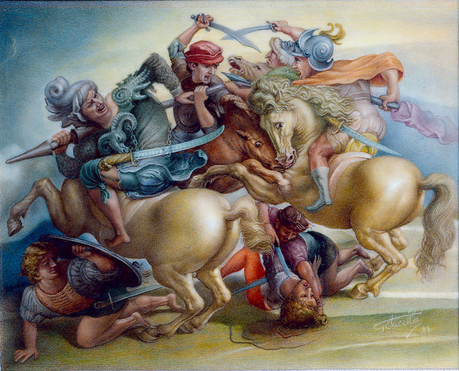 La battaglia di Anghiari (miniatura) di Casella Guerino (sec. XX)