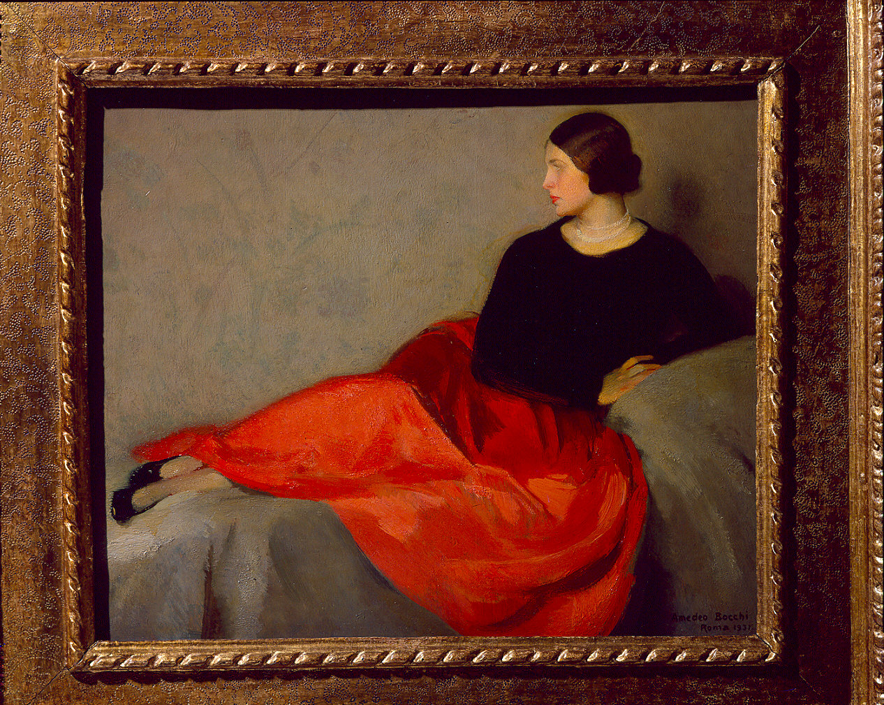 Gonna rossa/ Nudo femminile (dipinto) di Bocchi Amedeo (sec. XX)