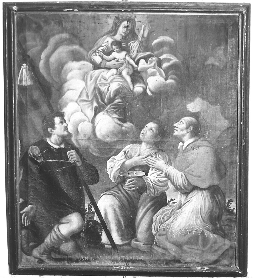 Madonna con Bambino e Santi (dipinto) di Quintavalla Ant. M (sec. XVII)