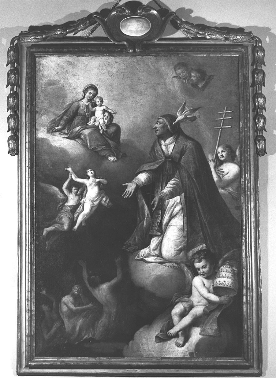 San Gregorio e le anime del Purgatorio (dipinto) di Ferrari Paolo (metà sec. XVIII)
