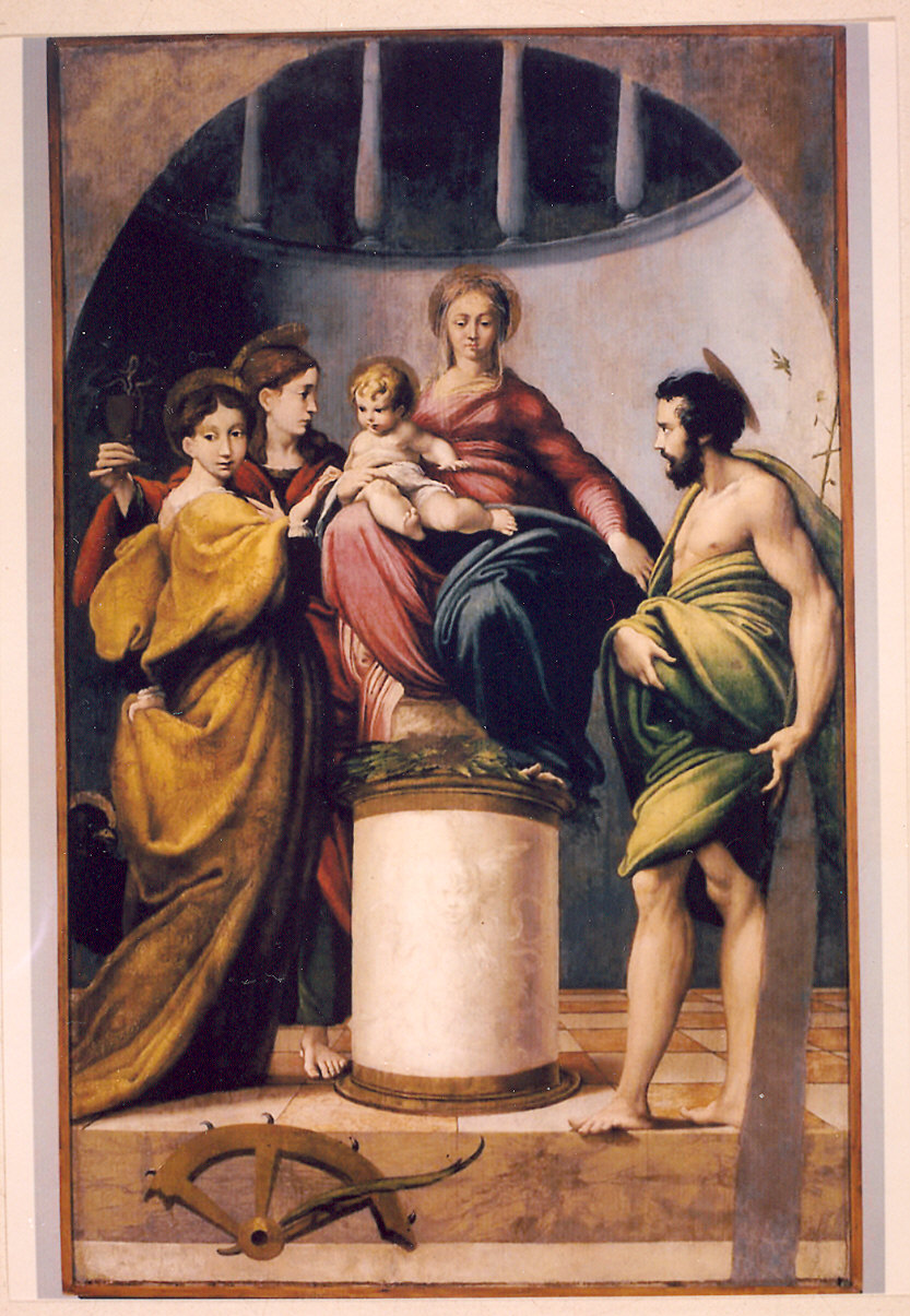 matrimonio mistico di Santa Caterina d'Alessandria con San Giovanni Evangelista e San Giovanni Battista (dipinto) di Mazzola Francesco detto Parmigianino (sec. XVI)