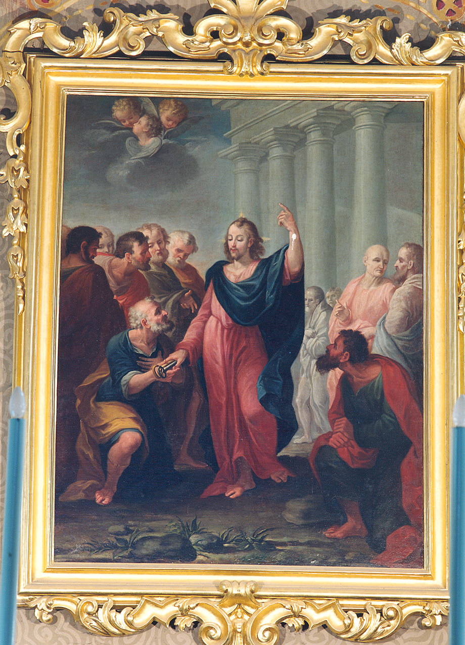 Cristo consegna le chiavi a San Pietro (dipinto) di Ferrari Paolo (sec. XVIII)
