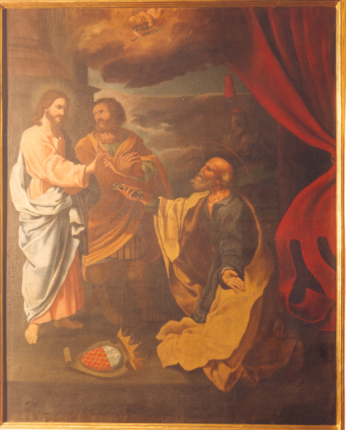 Cristo consegna le chiavi a San Pietro (dipinto) - ambito emiliano (sec. XVII)