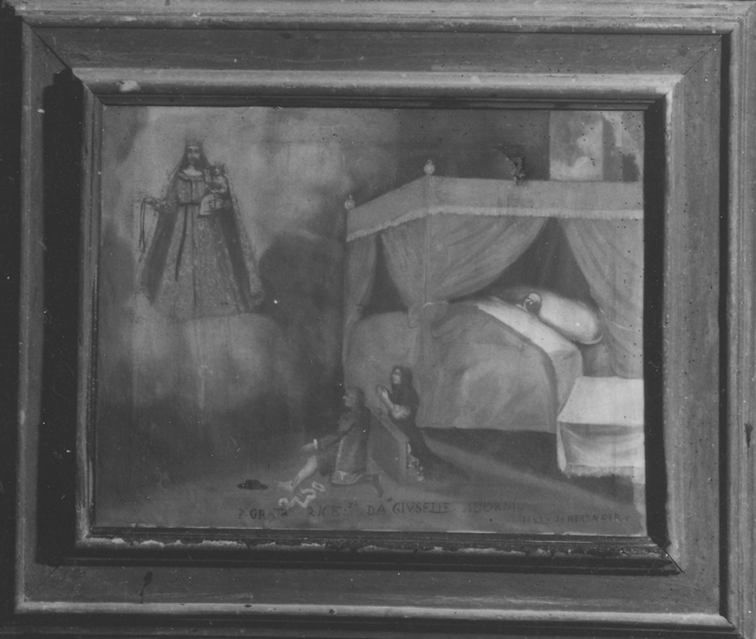 Madonna con Bambino e tre devoti (ex voto) - ambito parmense (sec. XVII)