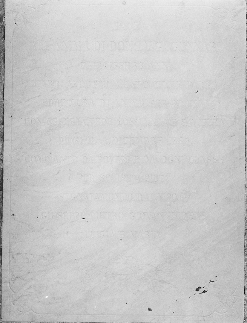 lapide commemorativa - ambito parmense (sec. XIX)