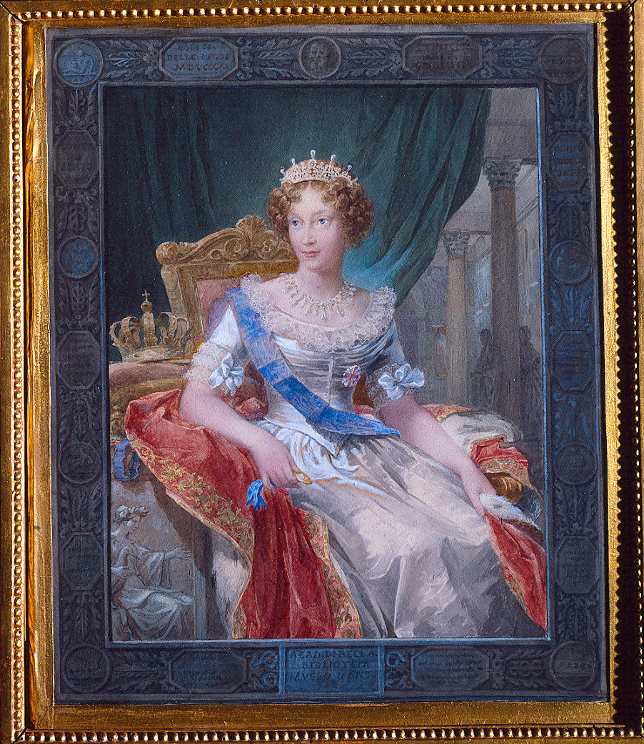 Maria Luigia d'Austria in trono nella Galleria Ducale (dipinto) di Toschi Paolo (secondo quarto sec. XIX)