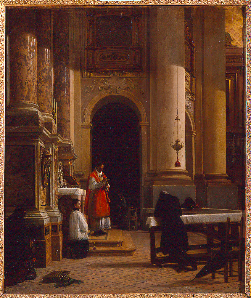 Interno della chiesa di San Rocco a Parma (dipinto) di Marchesi Luigi (sec. XIX)