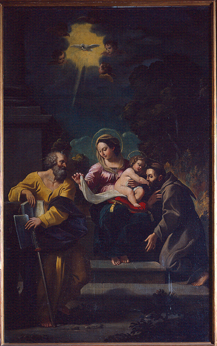 Madonna col Bambino e i Santi Mattia e Francesco (dipinto) di Badalocchio Sisto (sec. XVII)