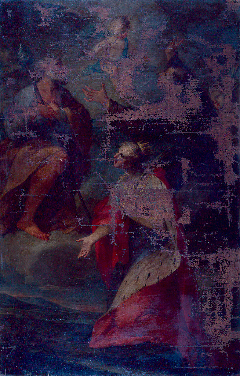 Adorazione del Gesù Bambino con i Santi Antonio da Padova, Giuseppe ed Eurosia (dipinto) di Passerini Domenico (seconda metà sec. XVIII)