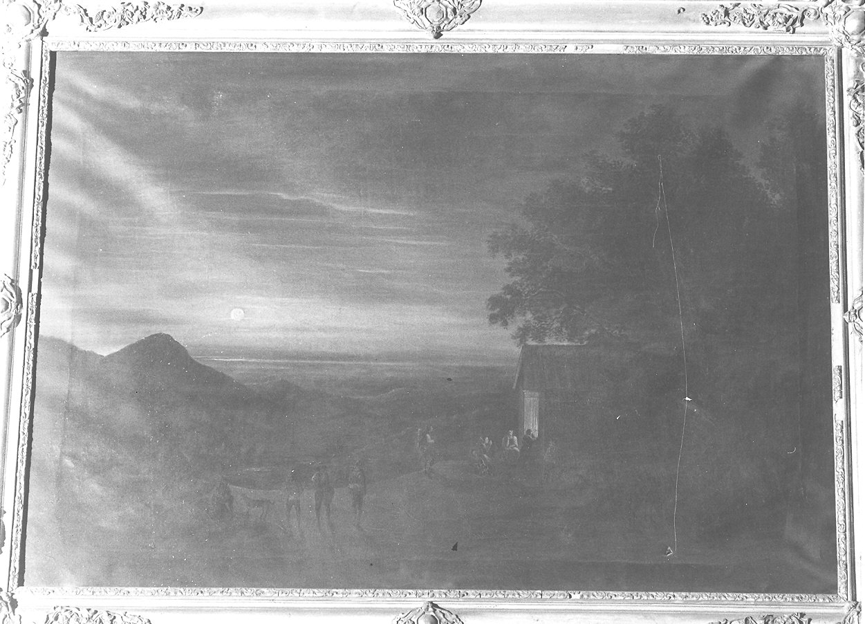 Paesaggio notturno con adorazione dei pastori (dipinto) - ambito piacentino (prima metà sec. XIX)