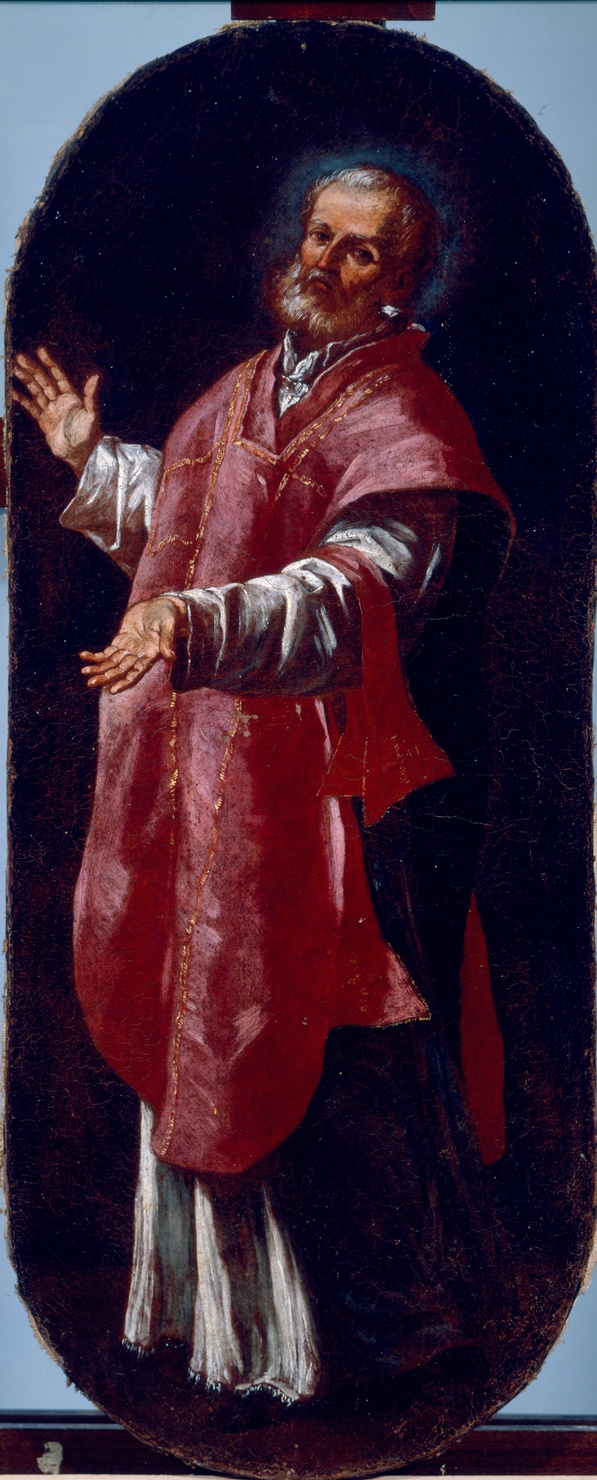 Santo in abito sacerdotale (dipinto, elemento d'insieme) - ambito emiliano (seconda metà sec. XVII)