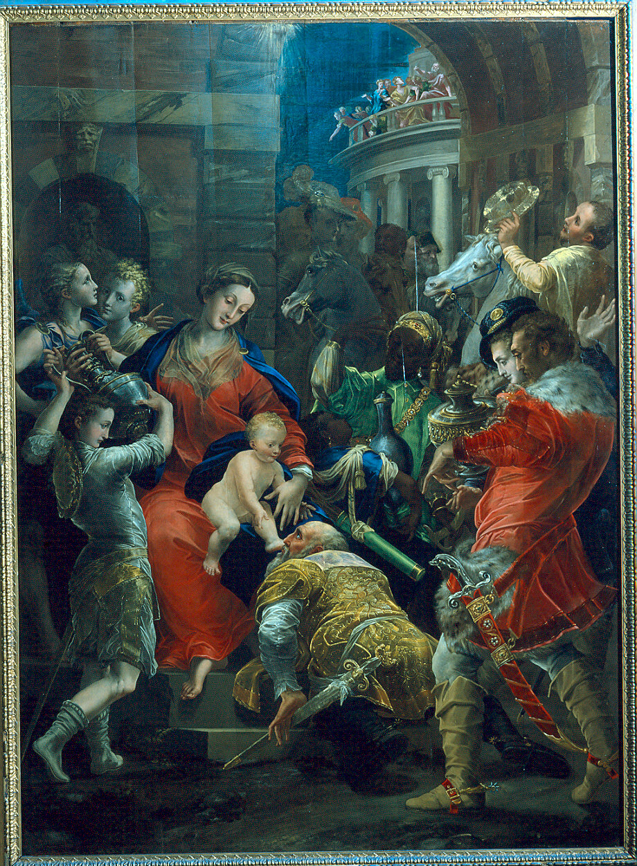 adorazione dei Magi (dipinto) di Mazzola Bedoli Girolamo (sec. XVI)