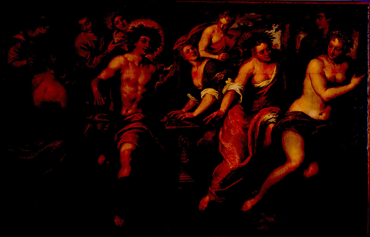 Apollo e le muse (dipinto) di Negretti Jacopo detto Palma il Giovane (sec. XVII)