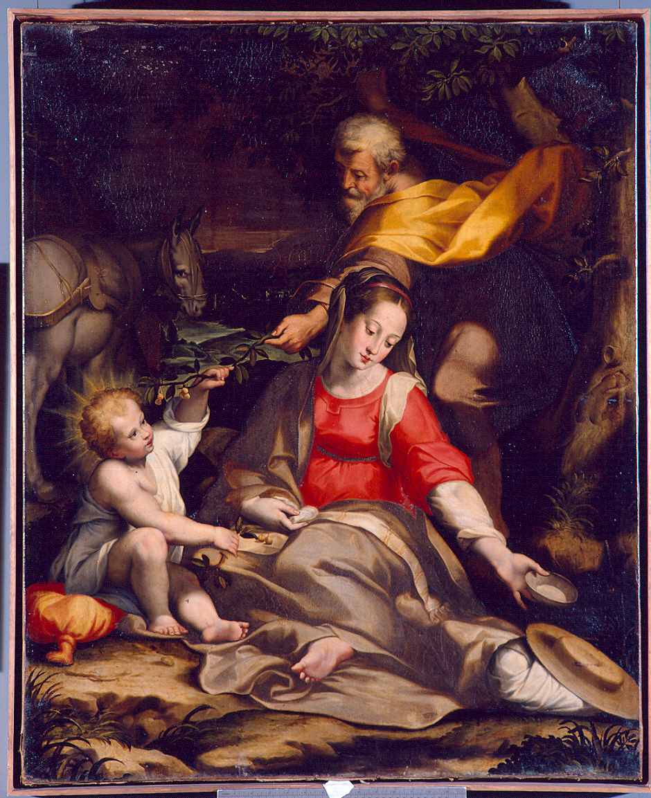 Riposo durante la fuga in Egitto (dipinto) di Trotti Giovan Battista detto Malosso (ultimo quarto sec. XVI)