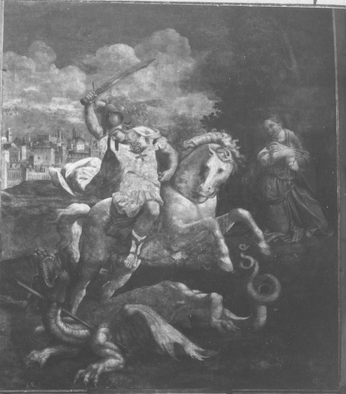 San Giorgio e il drago (dipinto) di Gatti Bernardino detto Soiaro (sec. XVI)