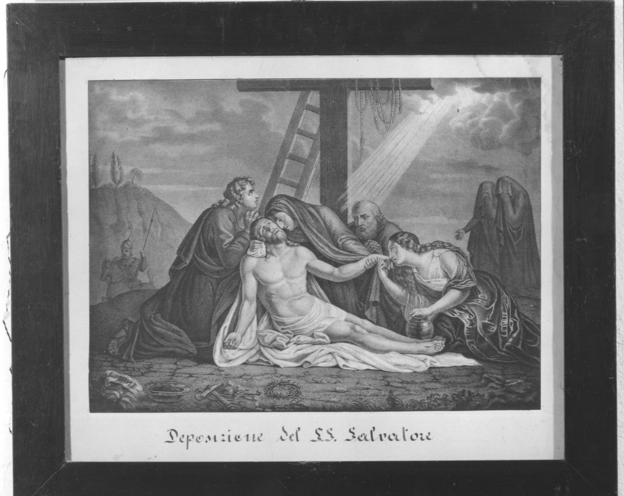 Deposizione del SS. Salvatore, deposizione di Cristo dalla croce (incisione) - ambito parmense (prima metà sec. XIX)