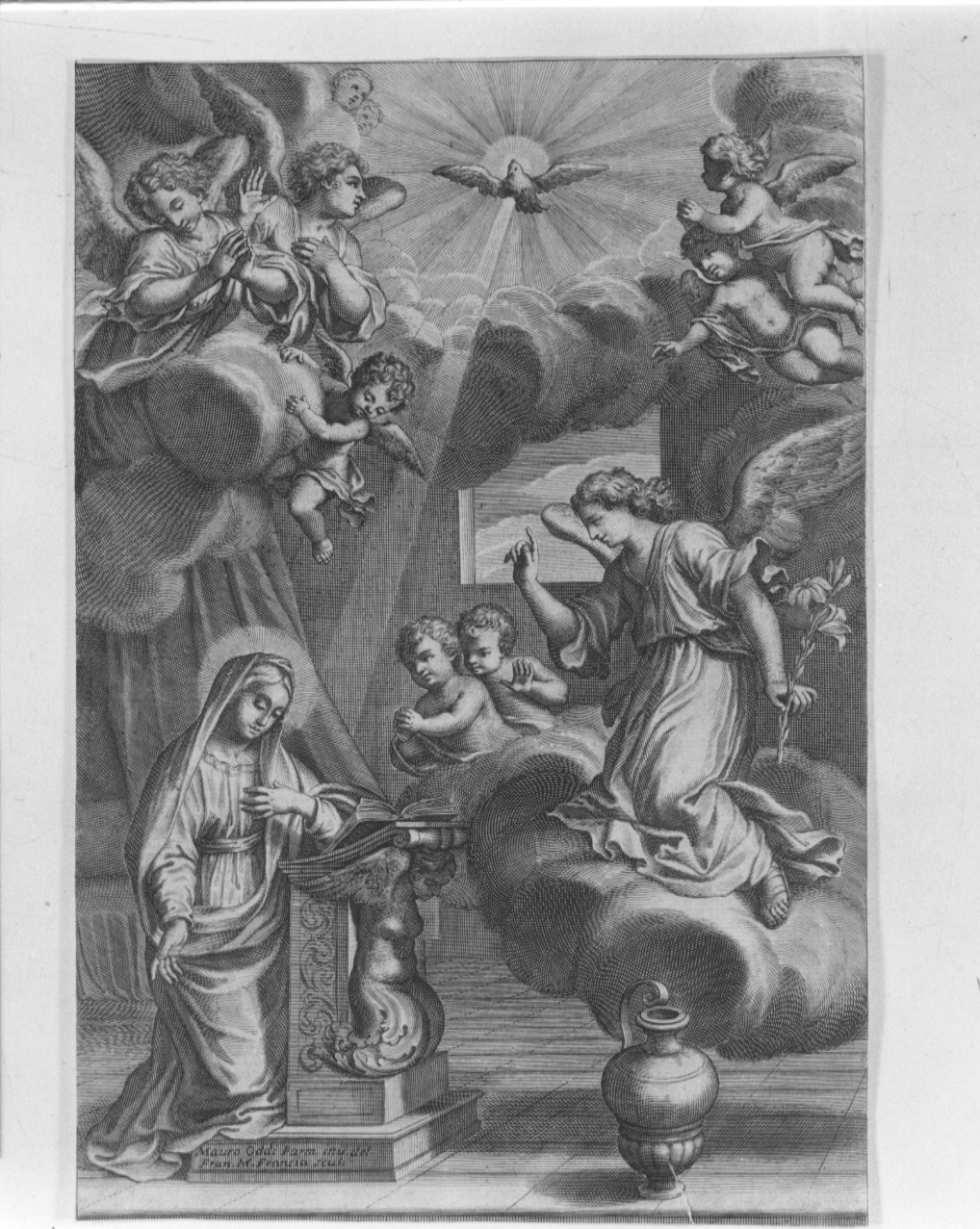 Annunciazione (incisione) di Francia Francesco Domenico Maria (sec. XVII)