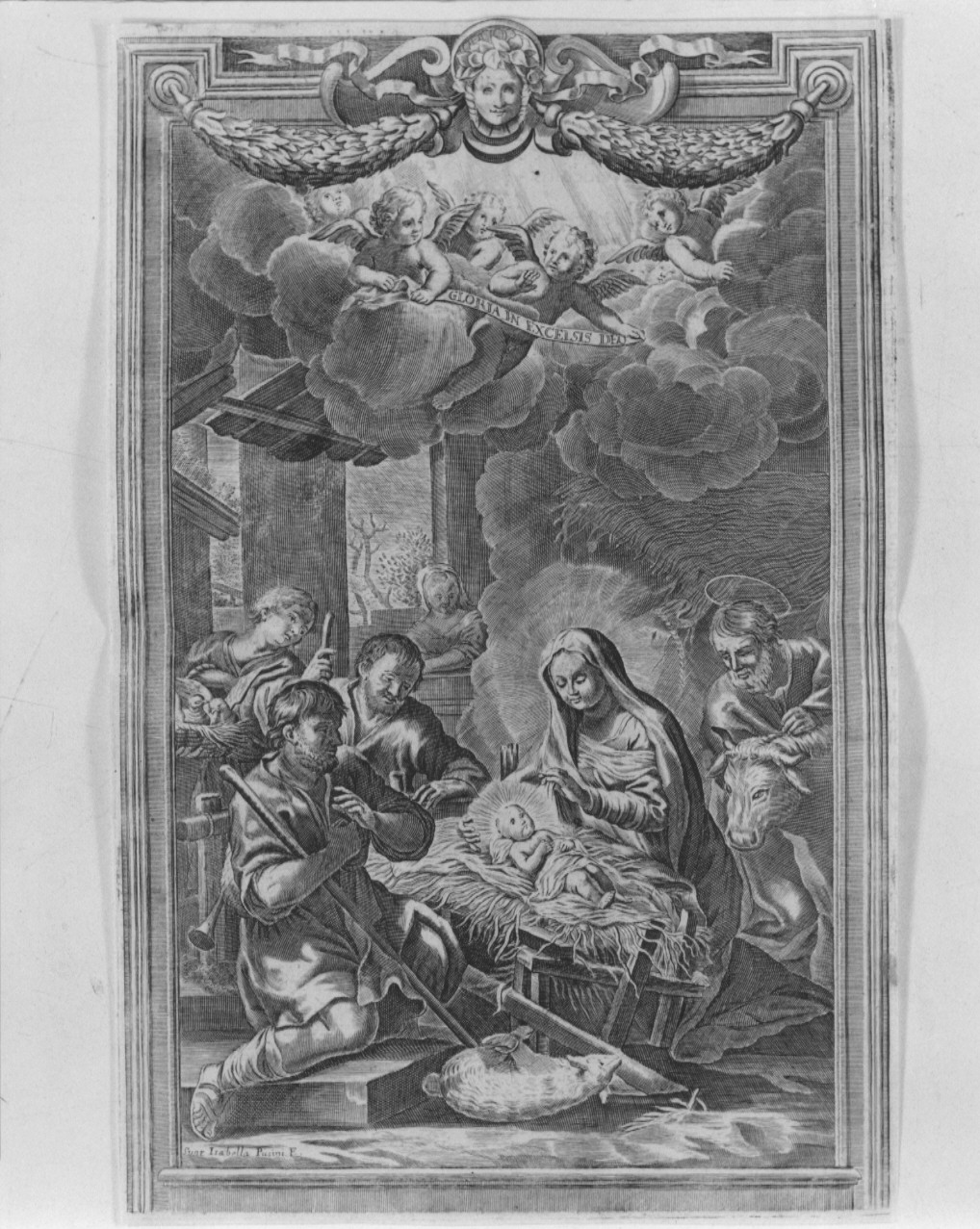 natività di Gesù (incisione) di Piccini Isabella (secc. XVII/ XVIII)