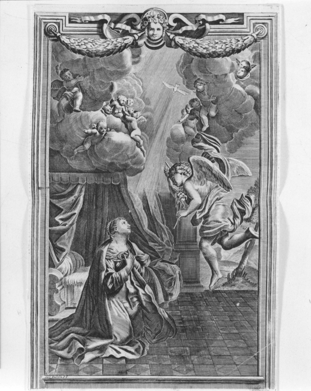 Annunciazione (incisione) di Piccini Isabella (secc. XVII/ XVIII)