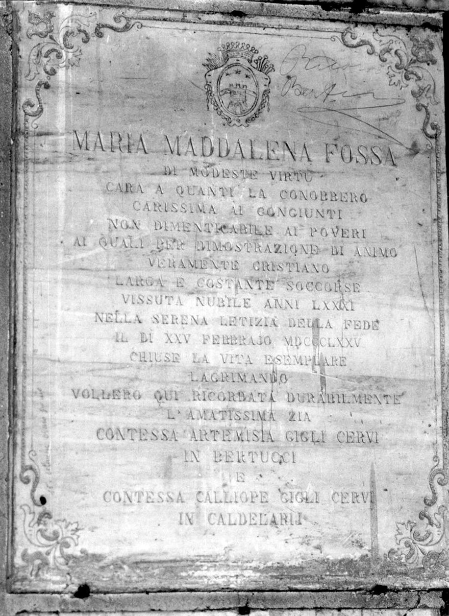 lapide tombale - ambito parmense (sec. XIX)