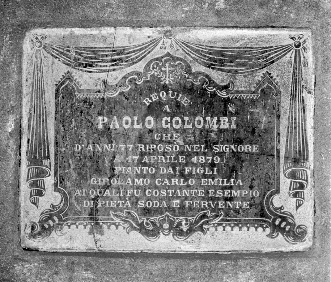 lapide tombale - ambito parmense (sec. XIX)