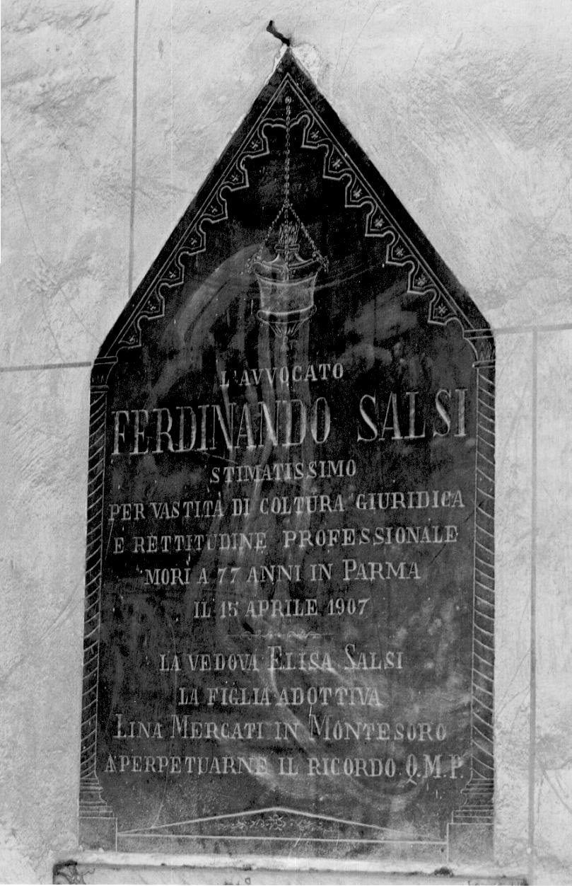 lapide tombale - ambito parmense (sec. XX)