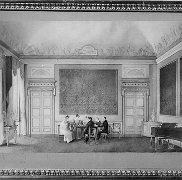 Camera di soggiorno (dipinto) di Naudin Giuseppe (sec. XIX)