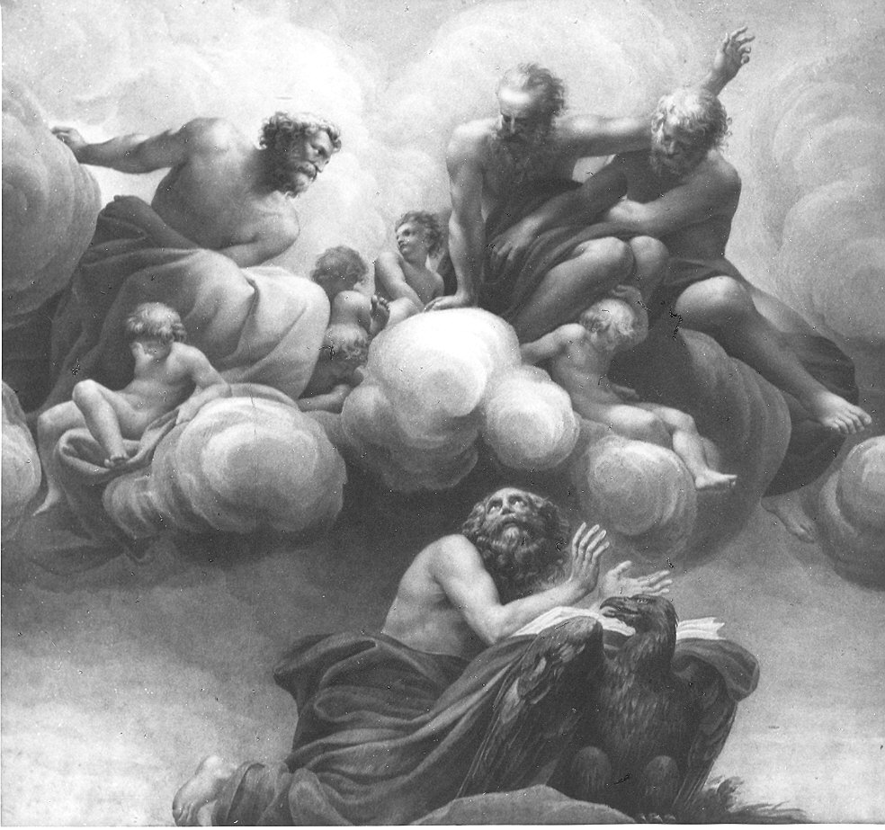 San Giovanni Evangelista in Patmos (dipinto) di Toschi Paolo (sec. XIX)