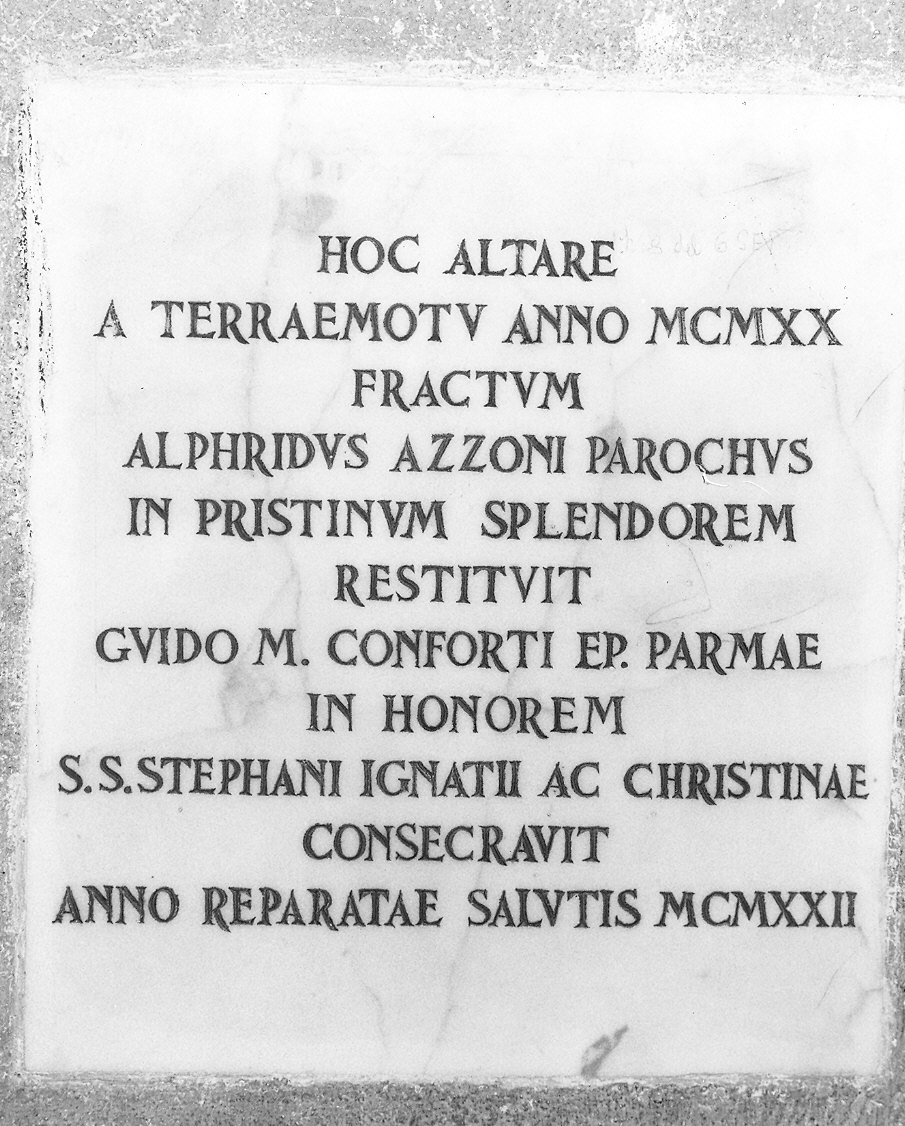 lapide commemorativa - ambito parmense (sec. XX)