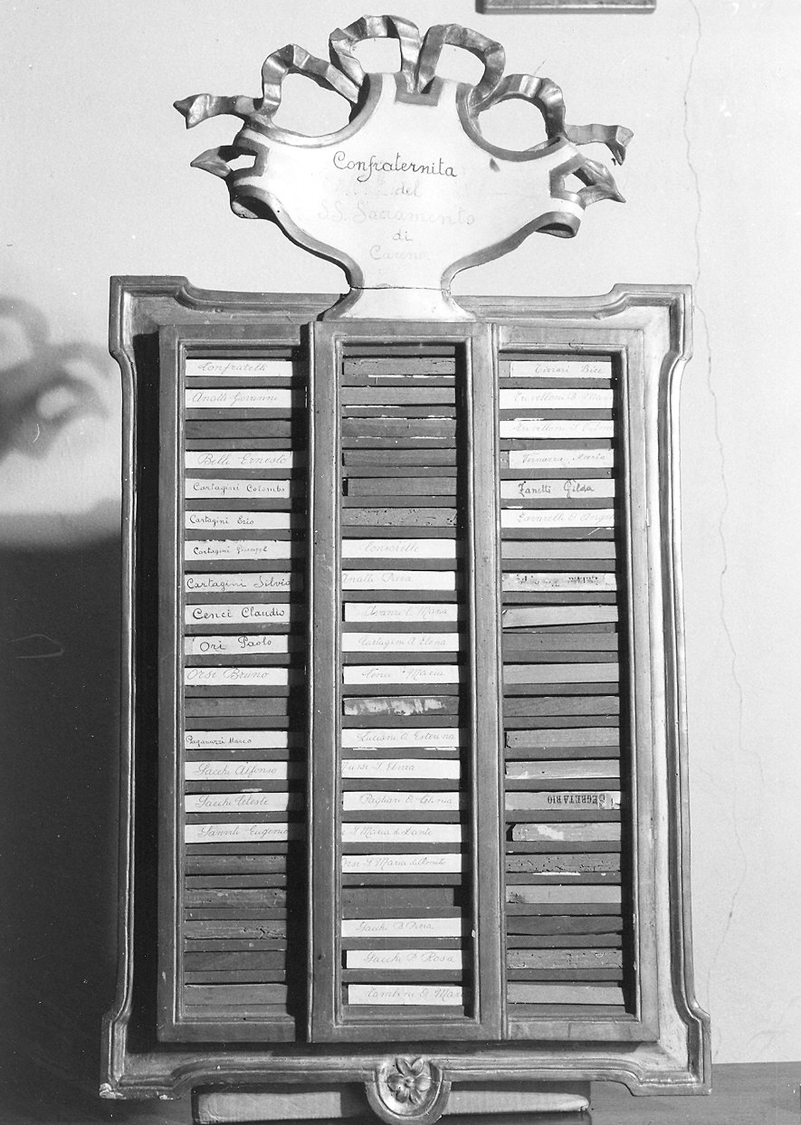 tabella di confraternita - ambito parmense (sec. XIX)