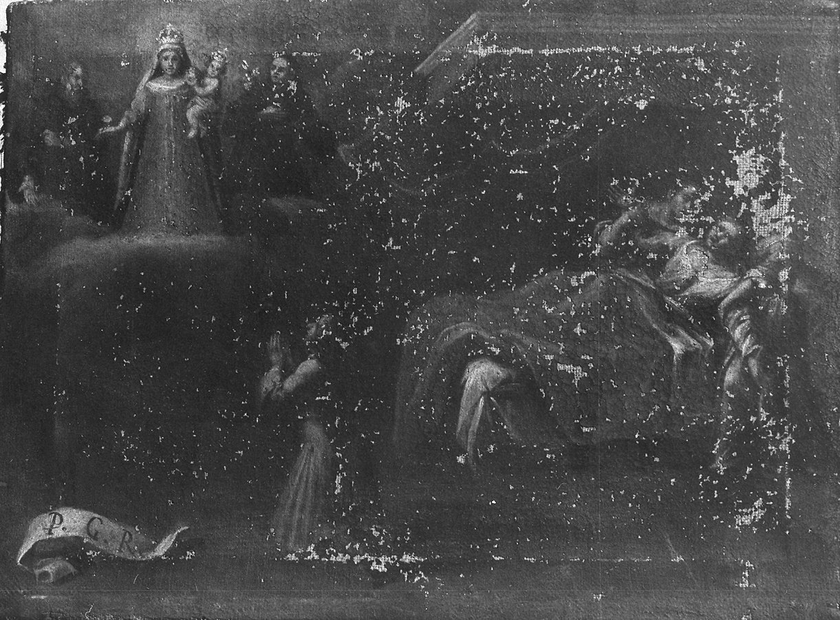 Scena di malattia e apparizione della Madonna col Bambino (ex voto) - ambito parmense (prima metà sec. XVIII)