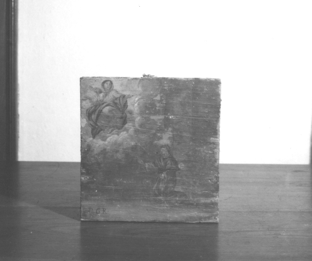 Apparizione della Madonna da un monaco in preghiera (ex voto) - ambito parmense (sec. XVIII)