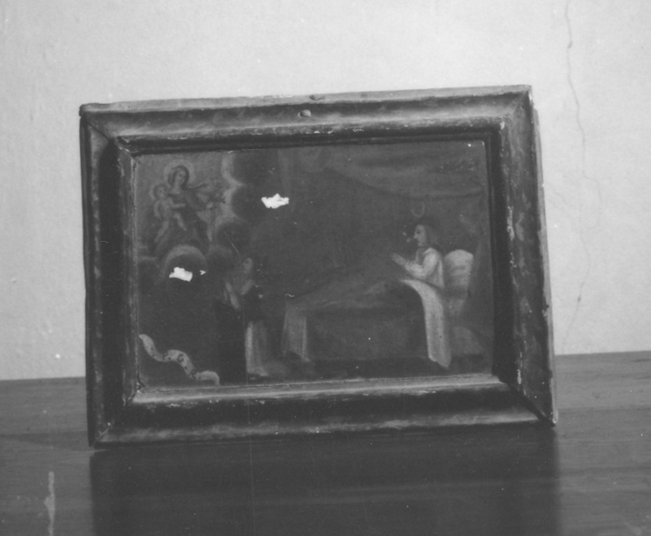 Scena di malattia e apparizione della Madonna col Bambino (ex voto) - ambito parmense (sec. XVIII)
