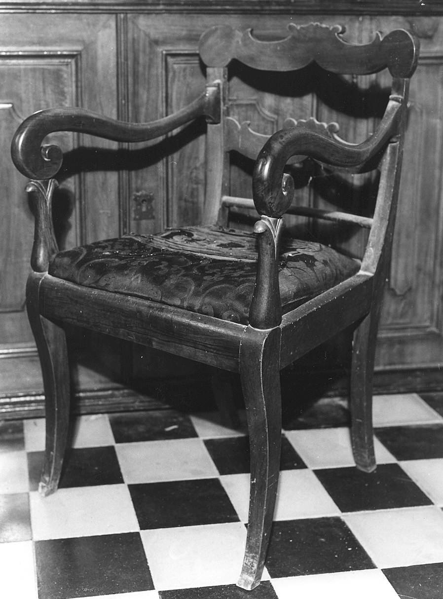 sedia - a braccioli - ambito parmense (seconda metà sec. XIX)