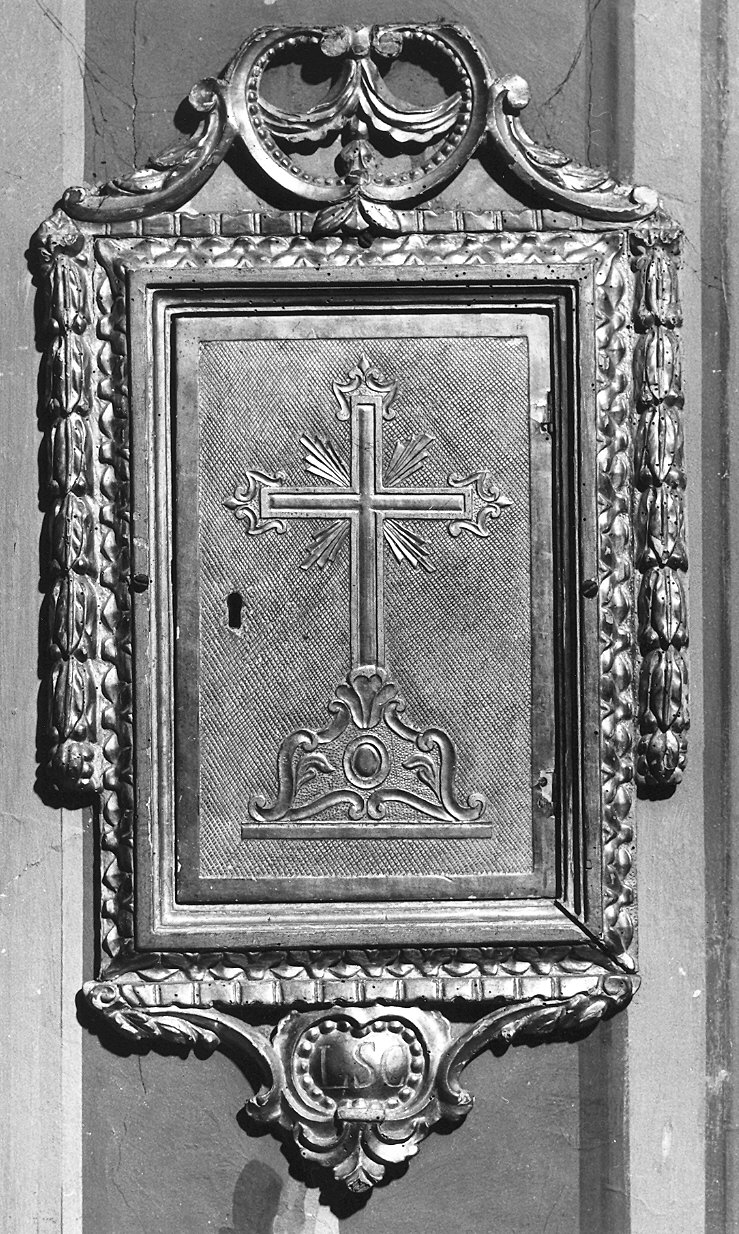 anta di armadietto per oli santi, coppia - ambito parmense (fine/inizio secc. XVIII/ XIX)