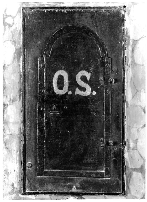 anta di armadietto per oli santi, insieme - ambito parmense (sec. XIX, sec. XX)