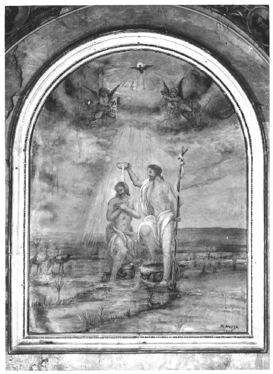 Battesimo di Cristo (dipinto, elemento d'insieme) di Musa Romeo (sec. XX)