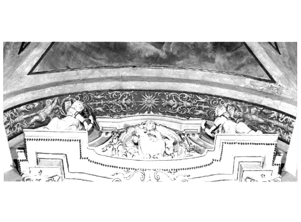 grottesche e angeli con cartigli (dipinto, elemento d'insieme) di Musa Romeo (sec. XX)
