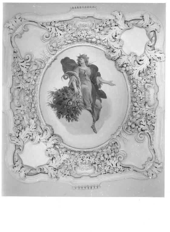 cornice con frutti, fiori e verzure (decorazione plastica, opera isolata) di Dossa Domenico, Barca Bernardino (fine sec. XVII)