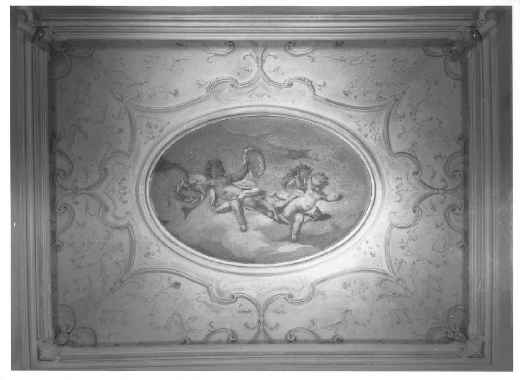 Due putti, putti alati (dipinto, opera isolata) di Rubini Pietro - ambito parmense (prima metà sec. XVIII)