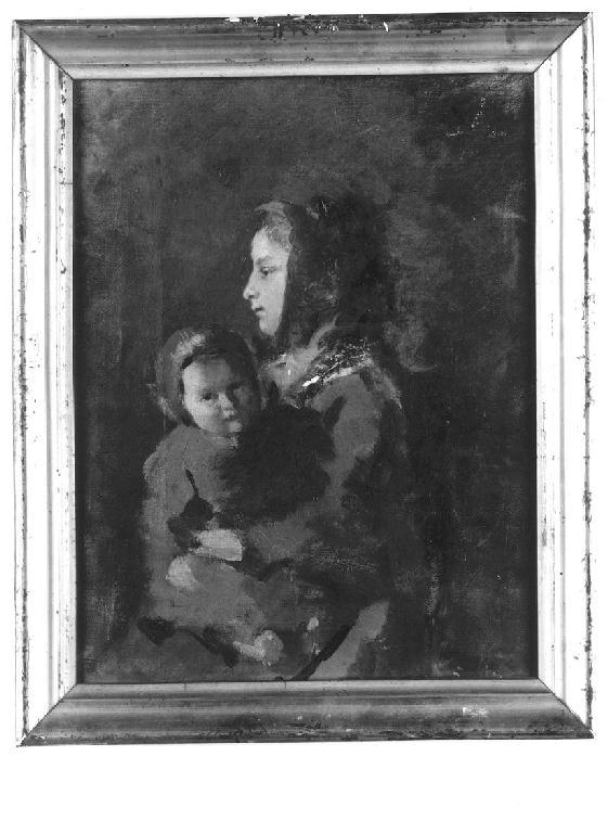 Donna con bambino, giovane madre con infante (dipinto, opera isolata) di Ferragutti G (fine/inizio secc. XIX/ XX)
