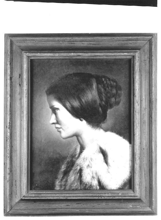 Ritratto della moglie di profilo, ritratto di donna (dipinto, opera isolata) di Levi Gioacchino (seconda metà sec. XIX)