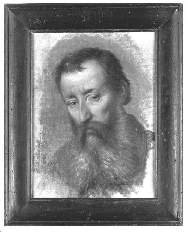 Testa di frate, testa di uomo con barba (dipinto, opera isolata) di Levi Gioacchino (seconda metà sec. XIX)