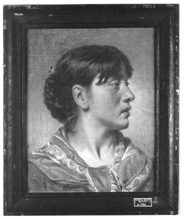 Ritratto di donna di profilo, ritratto di donna (dipinto, opera isolata) di Levi Gioacchino (terzo quarto sec. XIX)