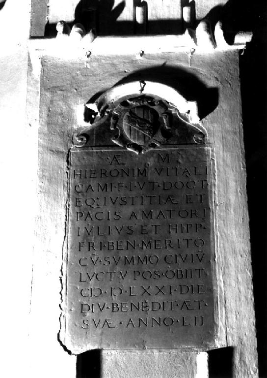 lapide commemorativa - ambito parmense (ultimo quarto sec. XVI)