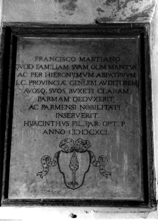 lapide commemorativa - ambito parmense (sec. XVII)
