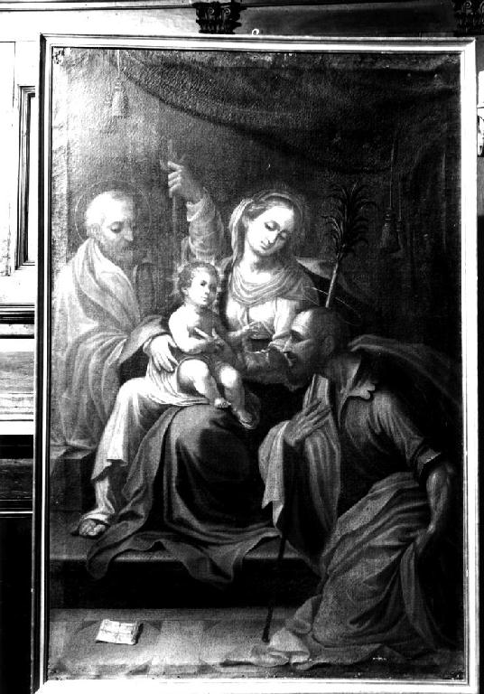 Madonna con Bambino con San Giuseppe e San Cristoforo (dipinto) di Lucchi Francesco (sec. XVII)