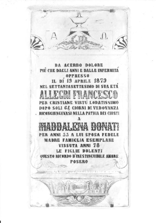 lapide commemorativa, opera isolata di Ratti P (sec. XIX)